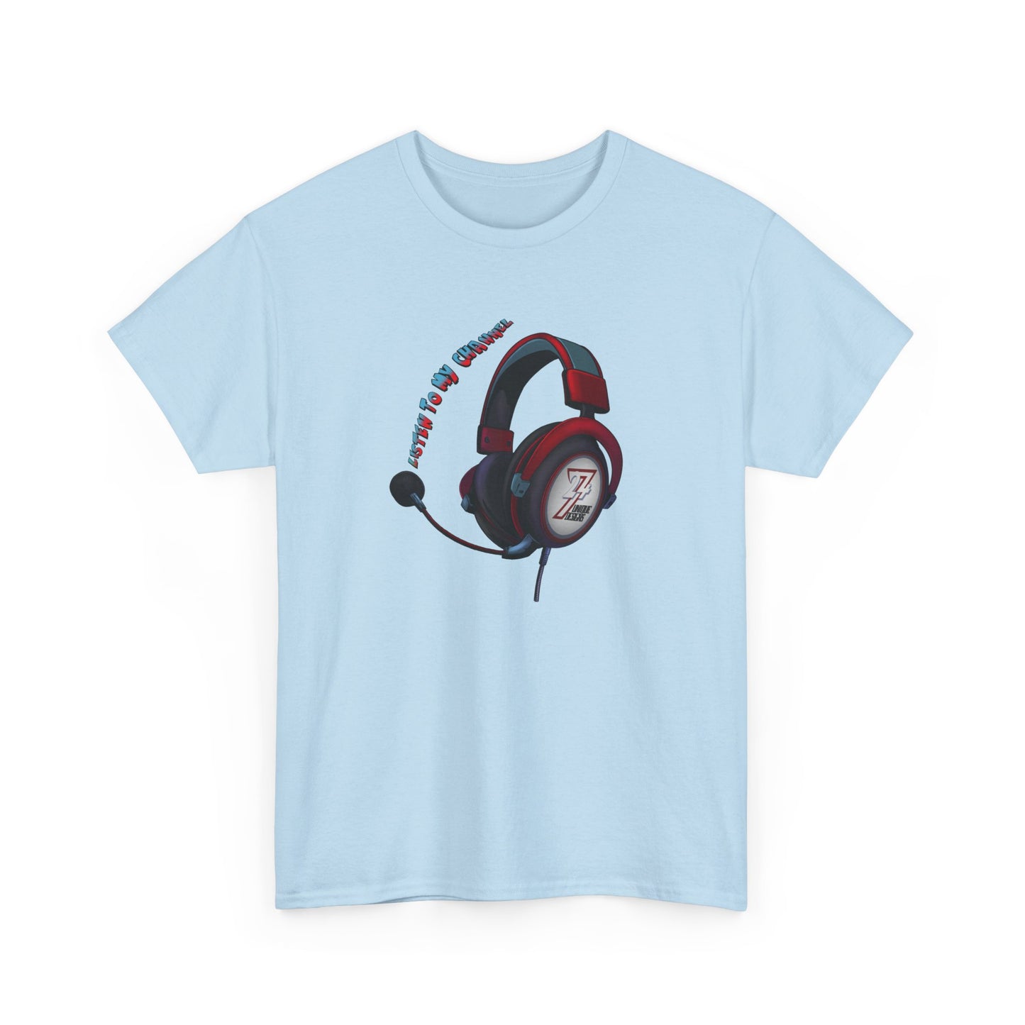 Unique Design 24/7 Headset Illustrated custom T-shirt Light Blue