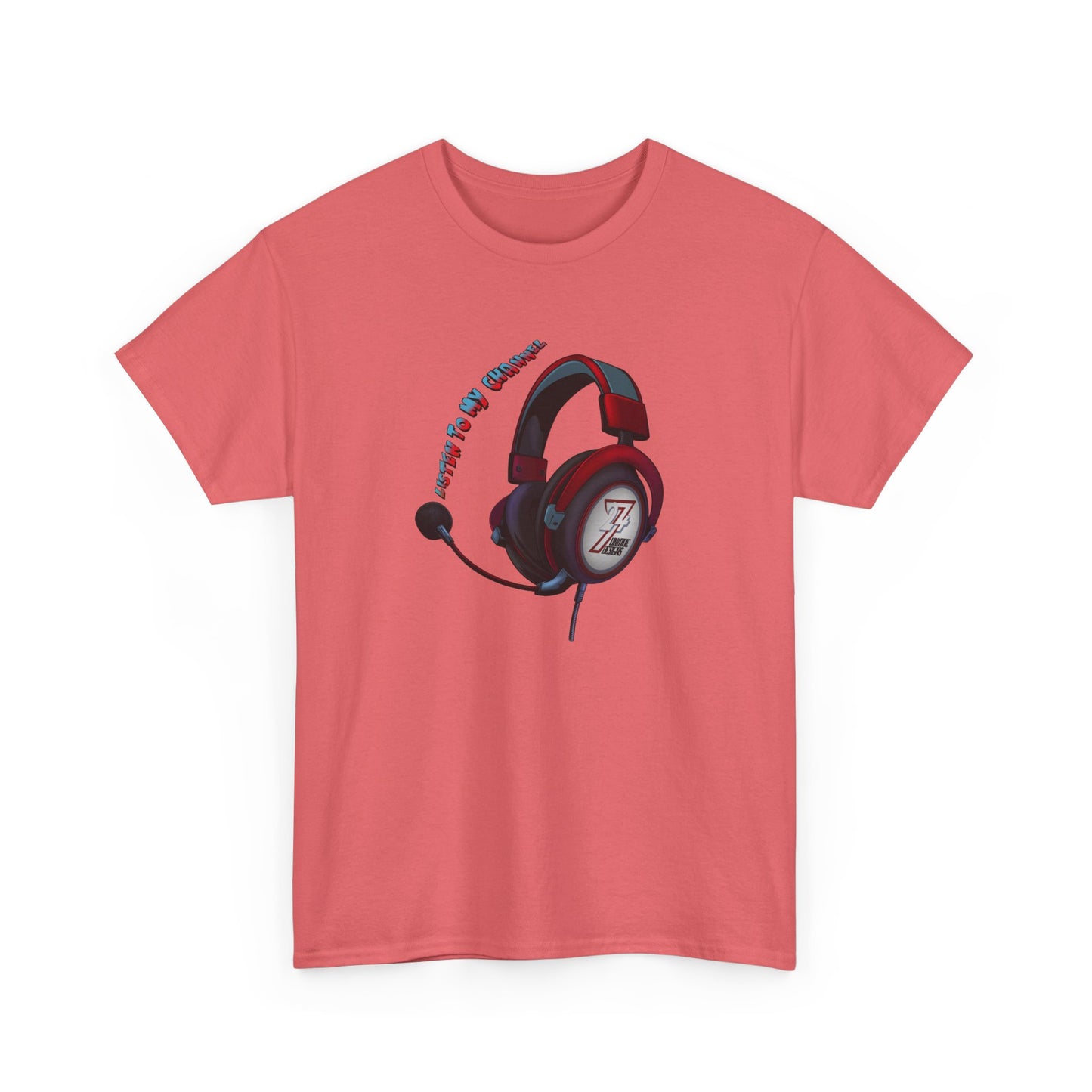 Unique Design 24/7 Headset Illustrated custom T-shirt Coral Silk