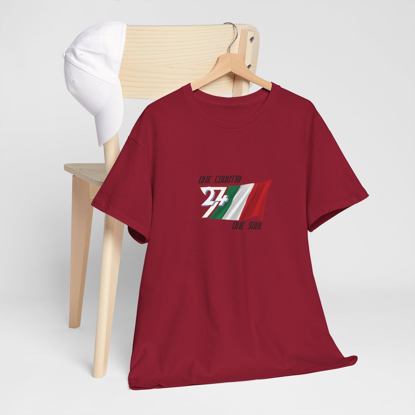 Unique Design 24/7 Italy Flag Printed Unisex custom T-shirt cardinal red