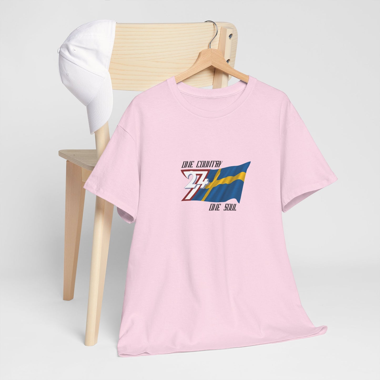  Unique Design 24/7 Sweden Flag Printed Unisex custom T-shirt light pink