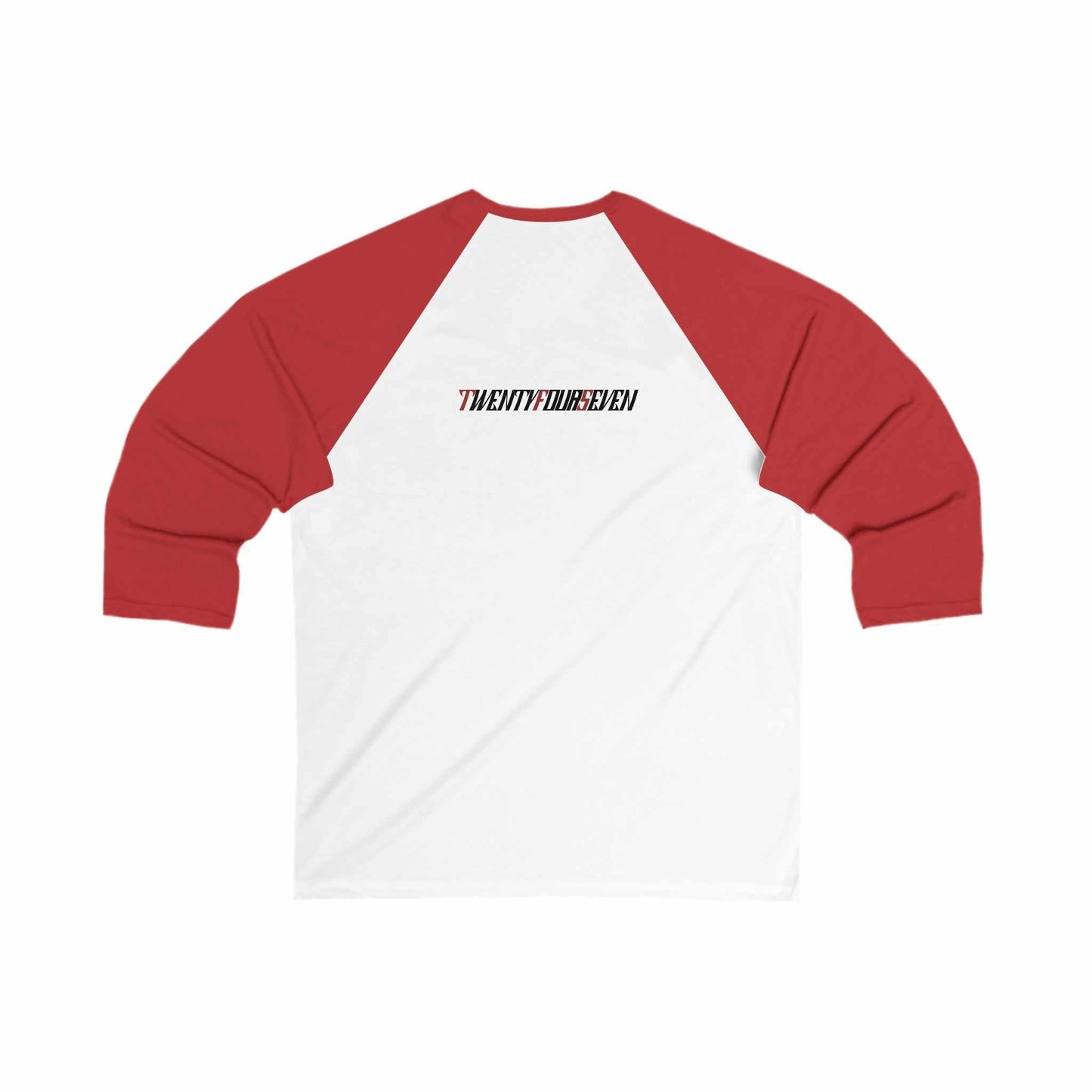 Unique Design On The Road Bike 3\4 Sleeve Baseball Tee white-red back