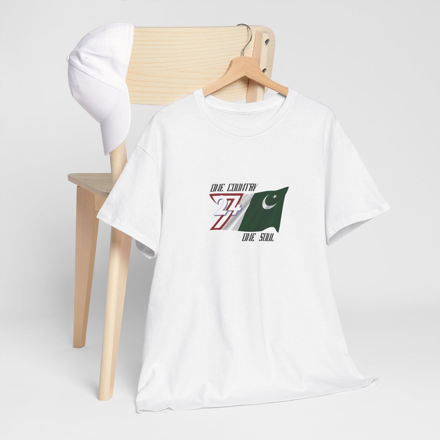 Unique Design 24/7 Pakistan Flag Printed Unisex custom T-shirt white