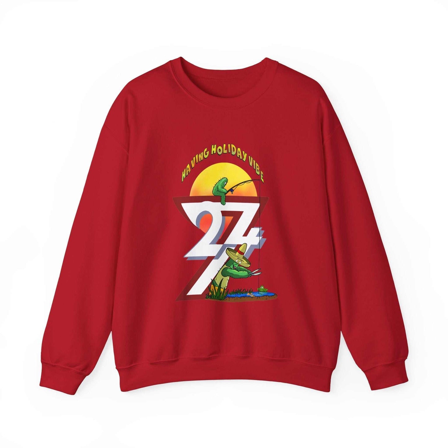 Unique Design Leonando and Littleando Fishing Heavy Blend™ Crewneck Sweatshirt red