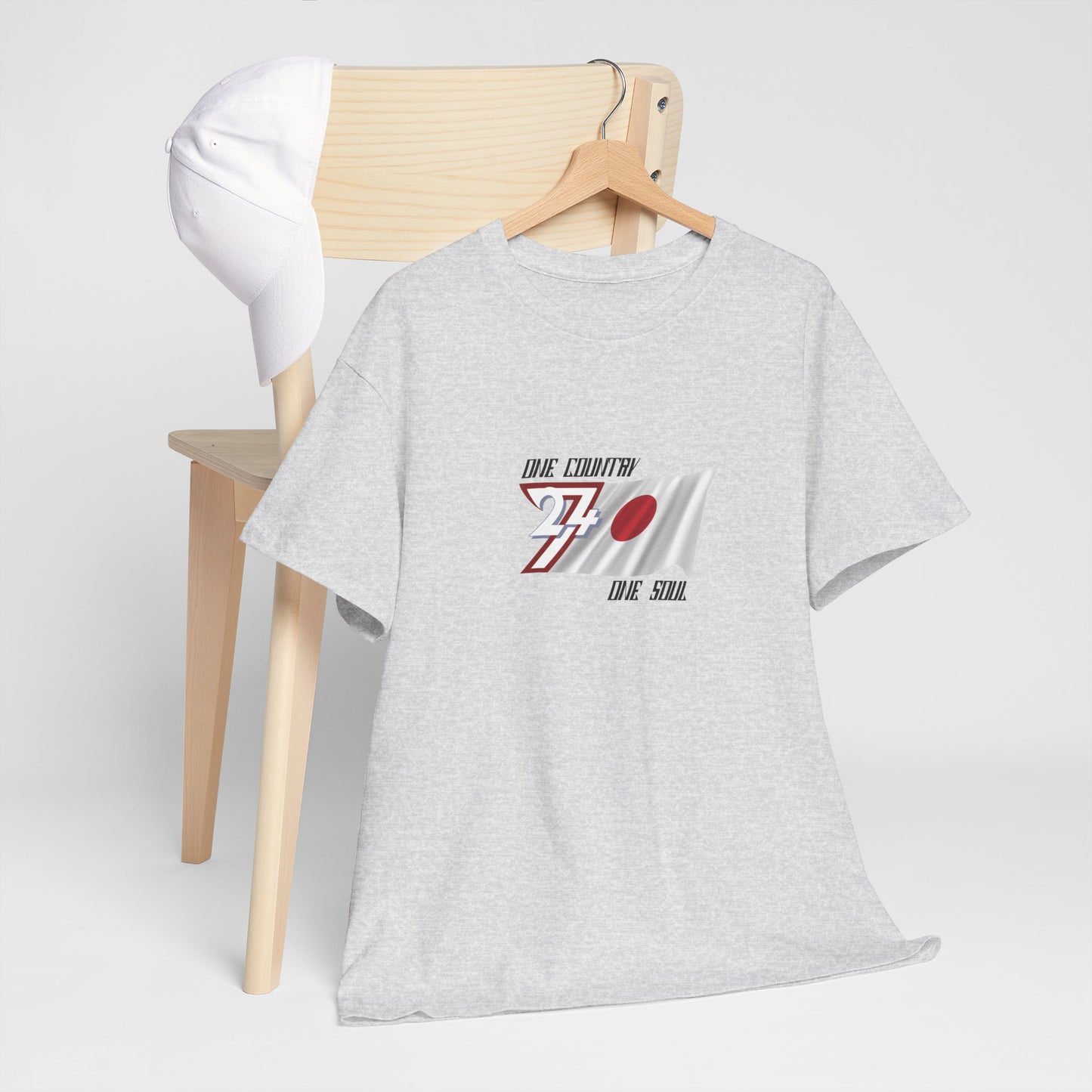 Unique Design 24/7 Japan Flag Printed Unisex custom T-shirt ash