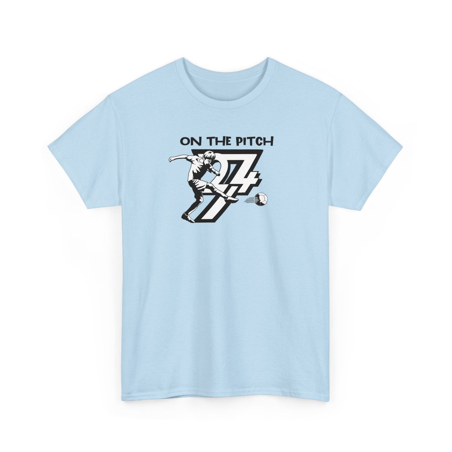 Soccer Player T-shirt On The Pitch Football Sport Printed T-shirt light blue