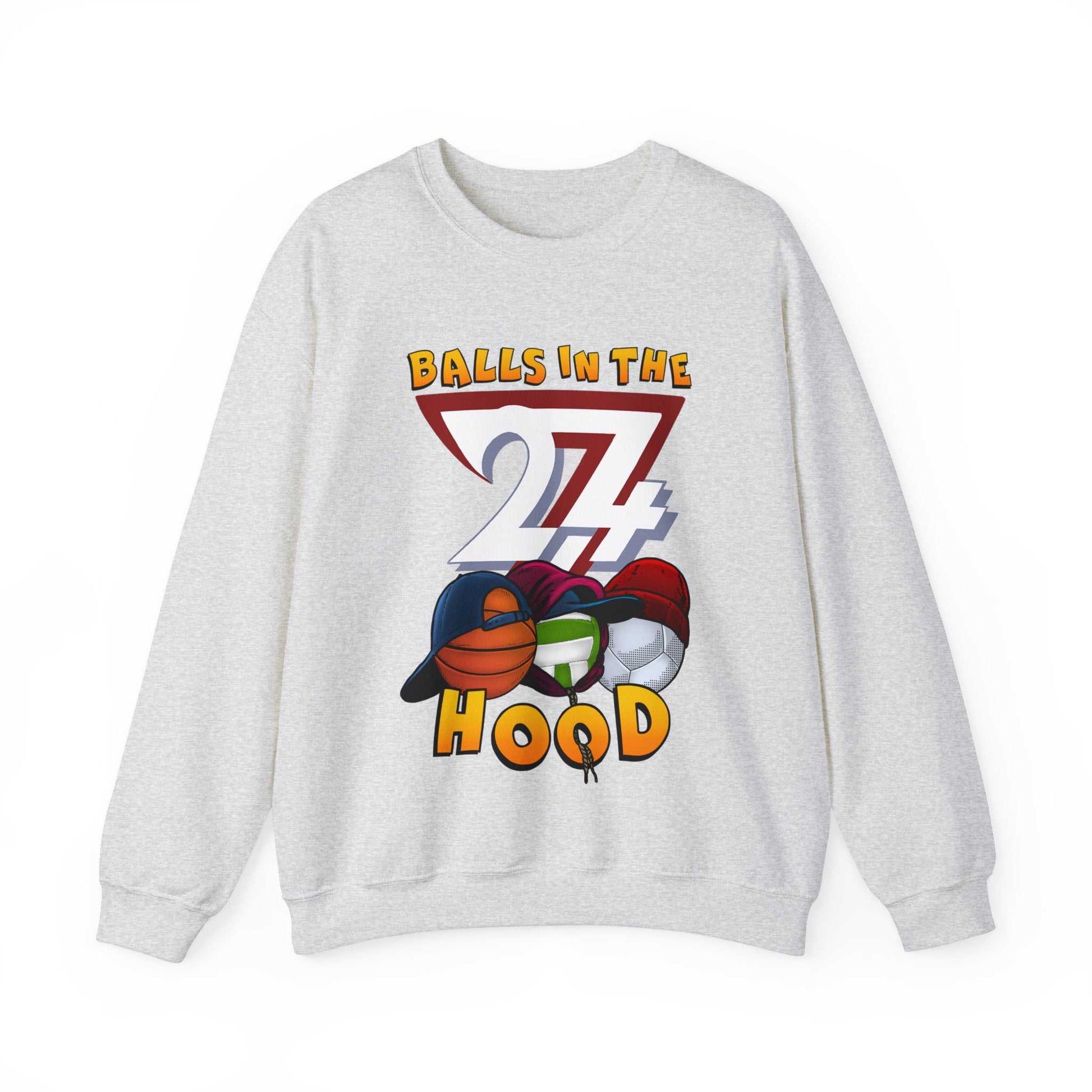 Unique Design Balls In The Hood Heavy Blend™ Crewneck Sweatshirt white