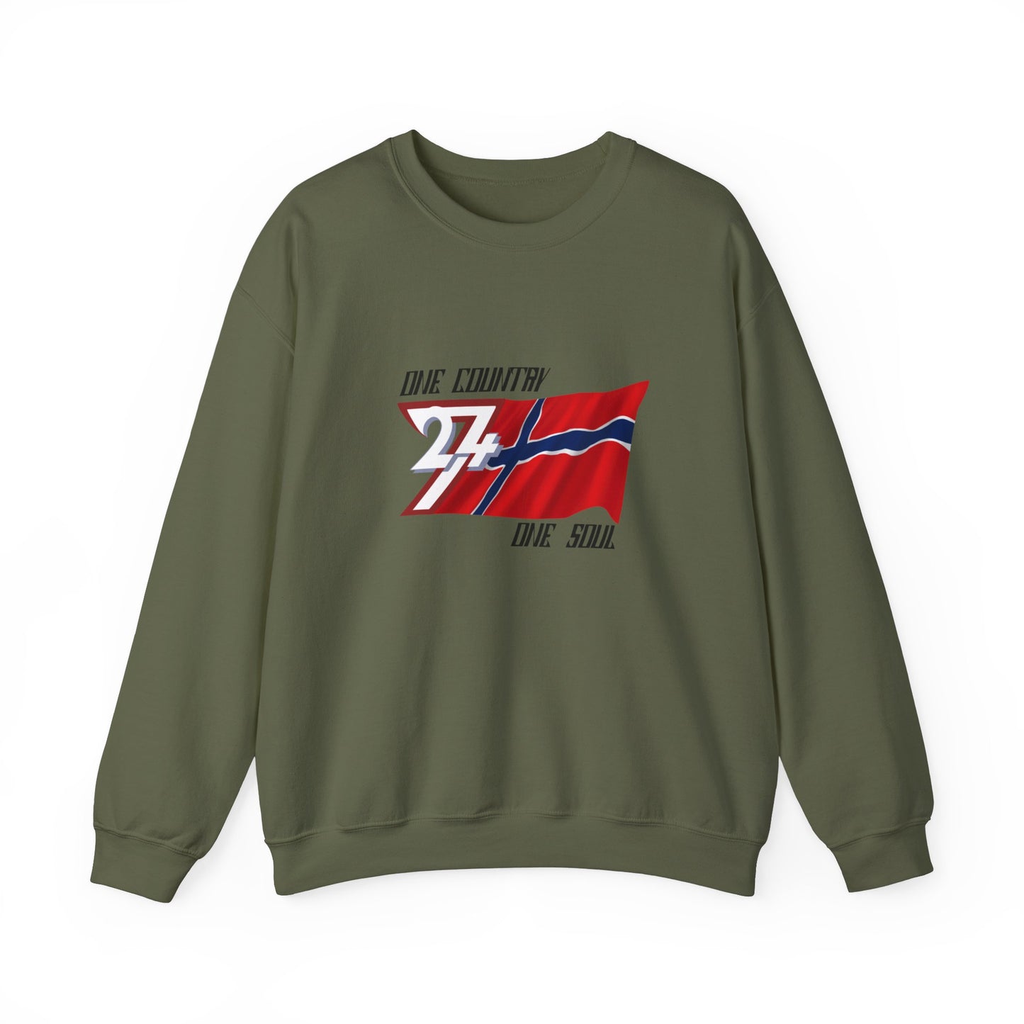 Unique Design Norway Flag sweatshirt military green