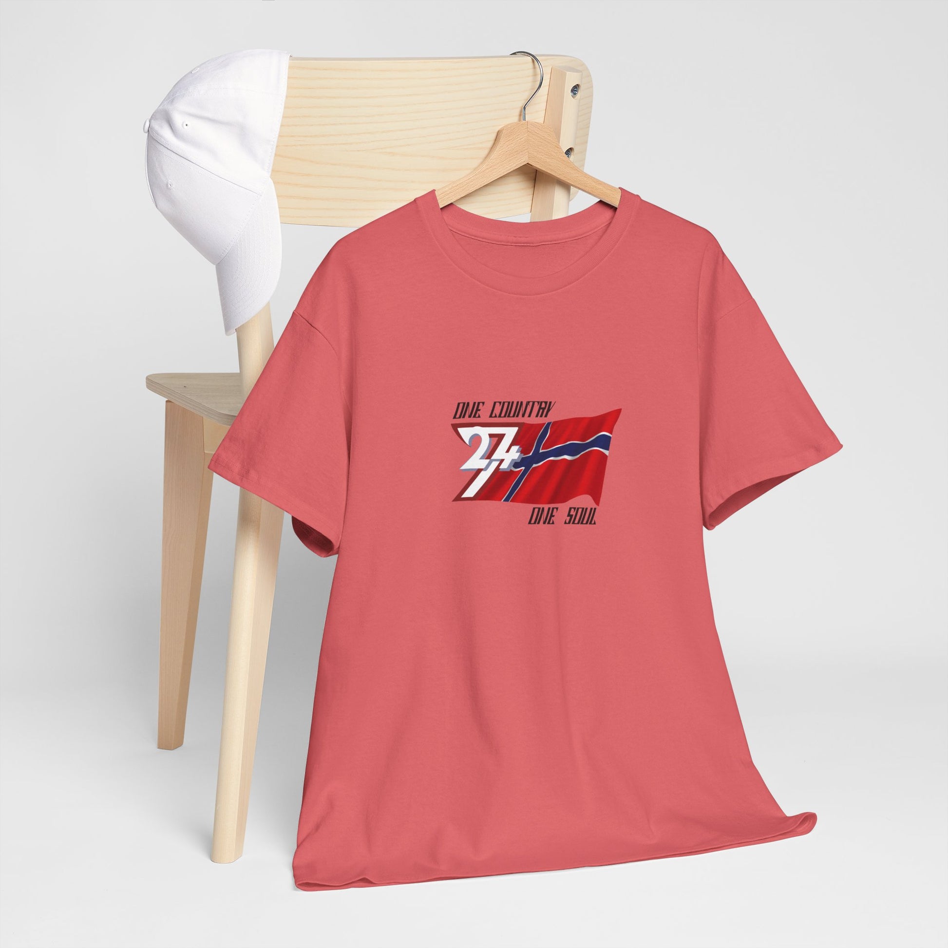 Unique Design 24/7 Norway Flag Printed Unisex custom T-shirt coral silk