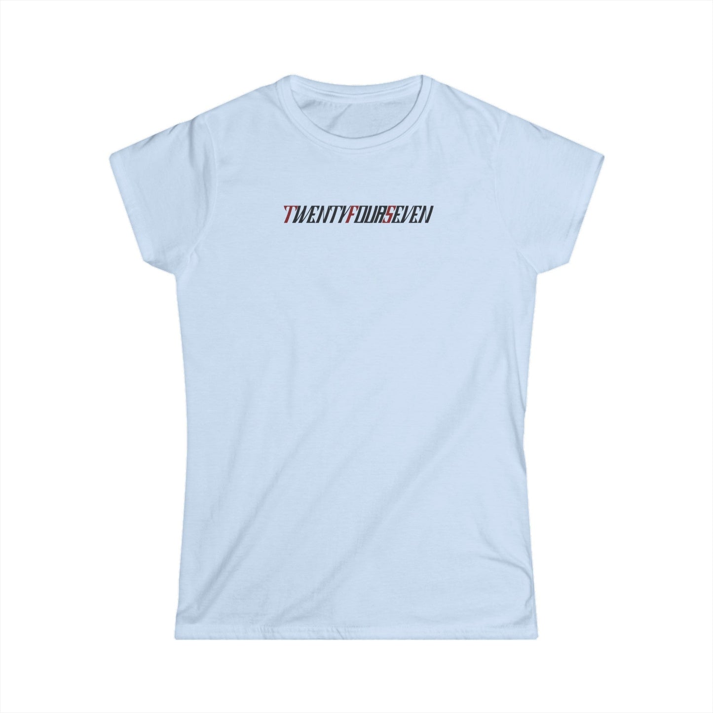 Unique Design Twentyfourseven text t-shirt for women light blue