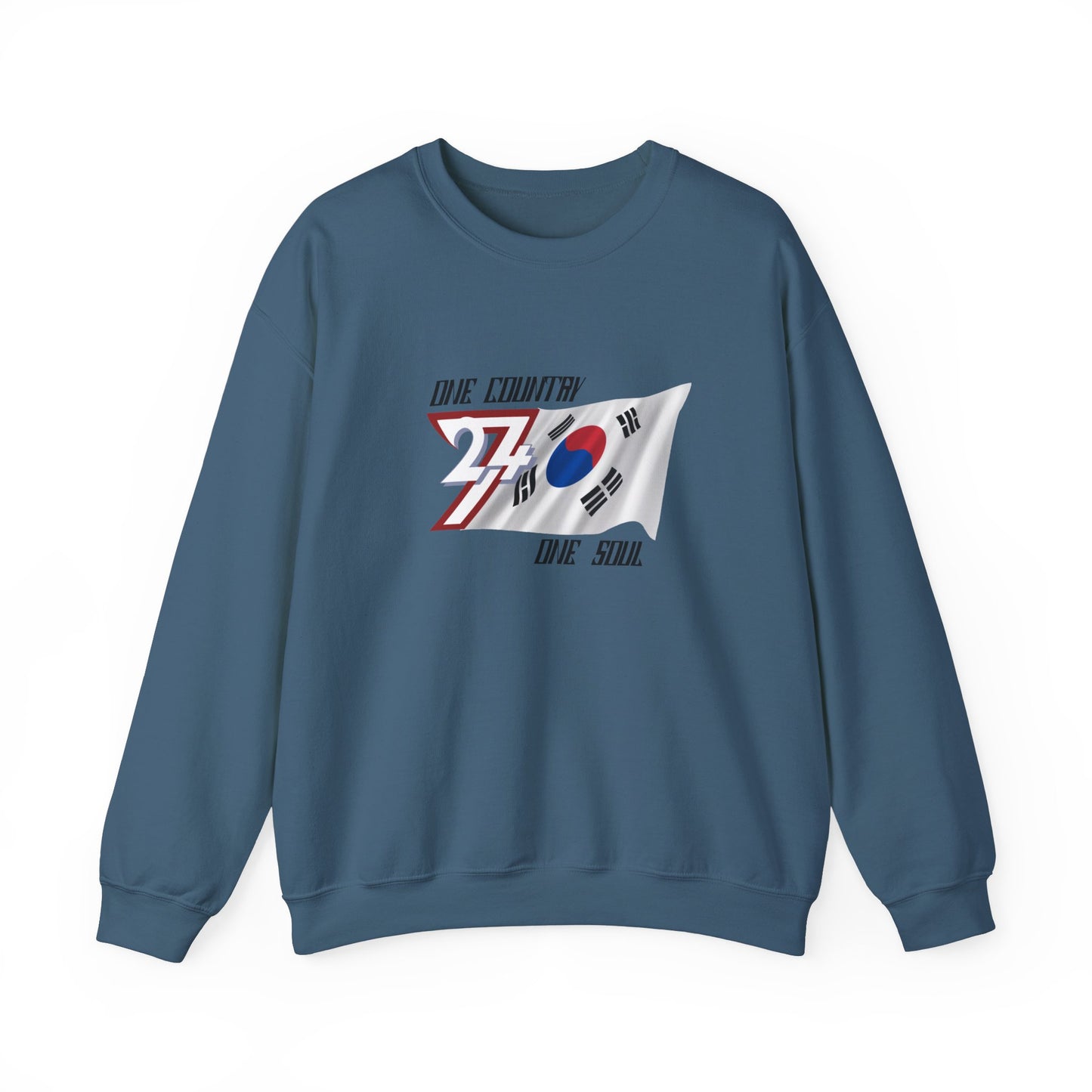 Unique Design 24/7 South Korea Flag sweatshirt indigo blue