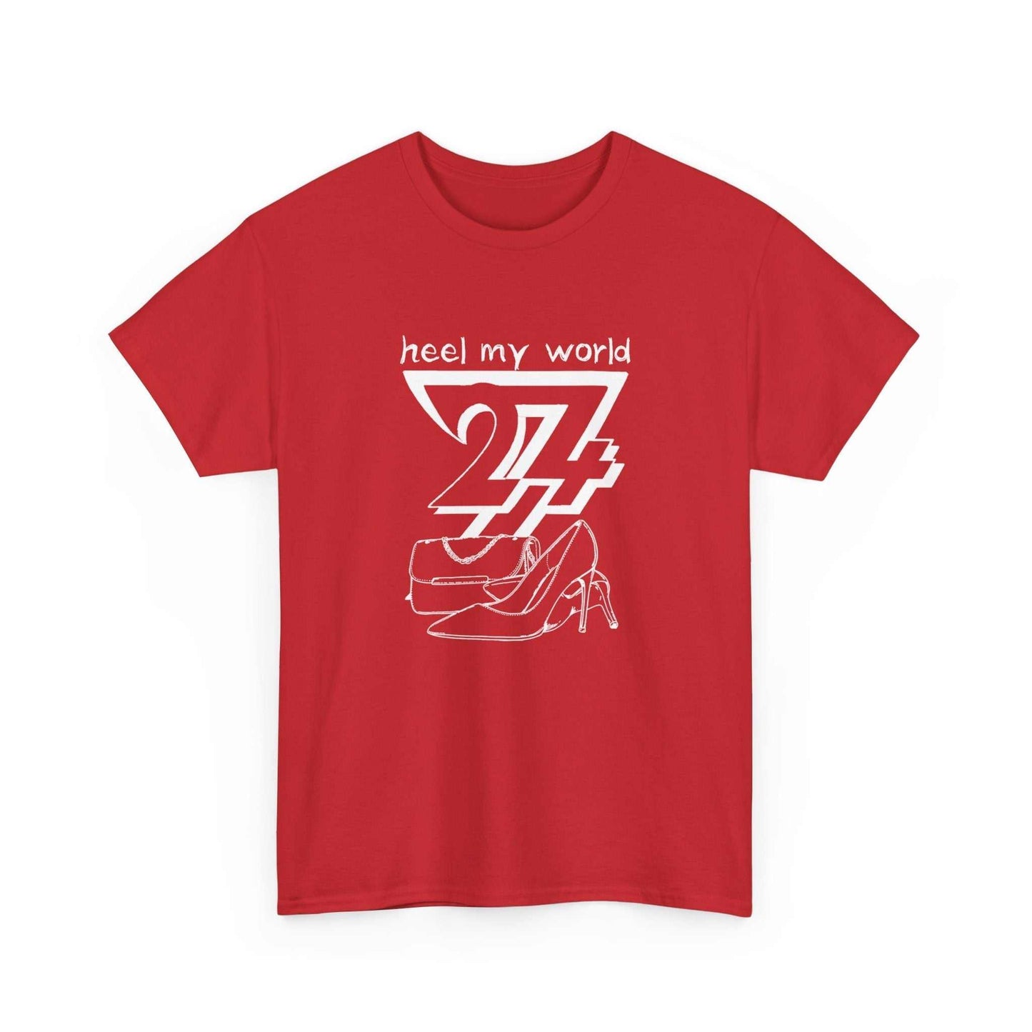 Art T-shirt: Heel my World printed T-shirt red