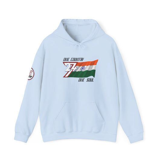 Unique Design 24/7 India Flag Printed Unisex custom Hoodie light blue