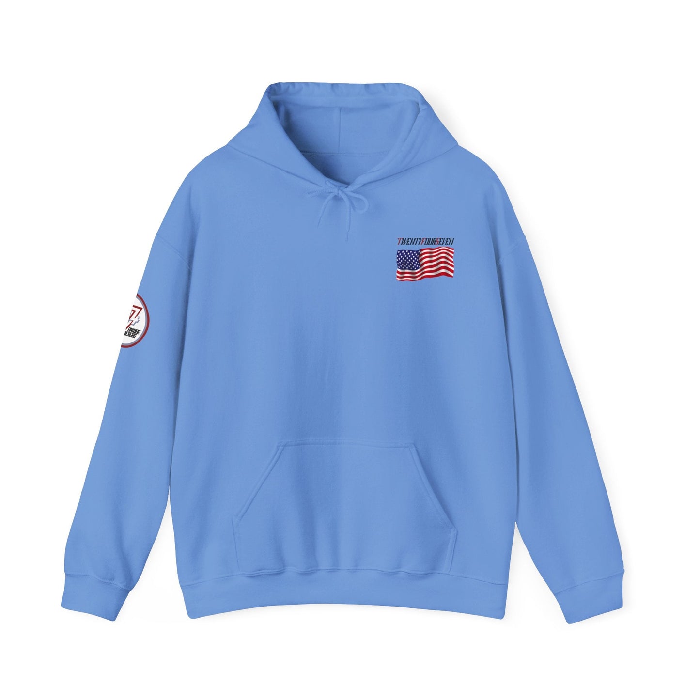 Unique Design TwentyFourSeven US Flag Hoodie carolina blue