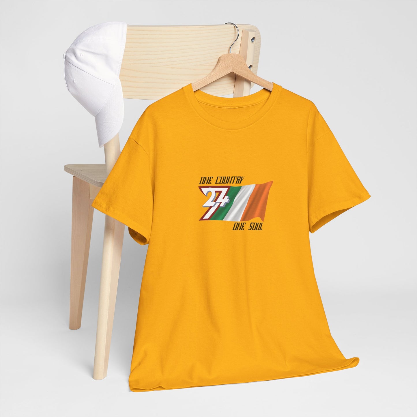 Unique Design 24/7 Ireland Flag Printed Unisex custom T-shirt gold