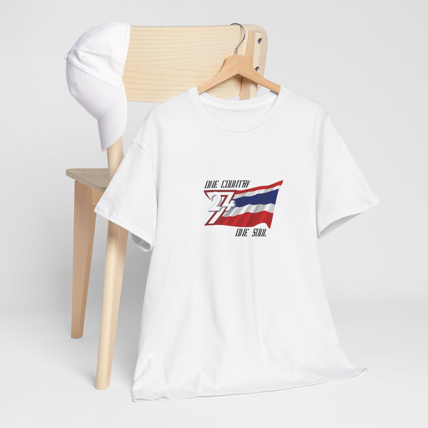 Unique Design 24/7 Thailand Flag Printed Unisex custom T-shirt white