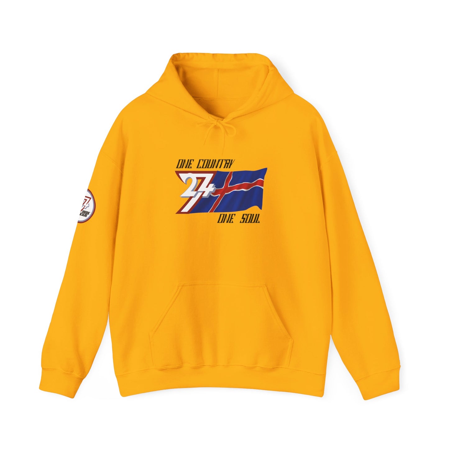 Unique Design 24/7 Iceland Flag Printed Unisex custom Hoodie gold