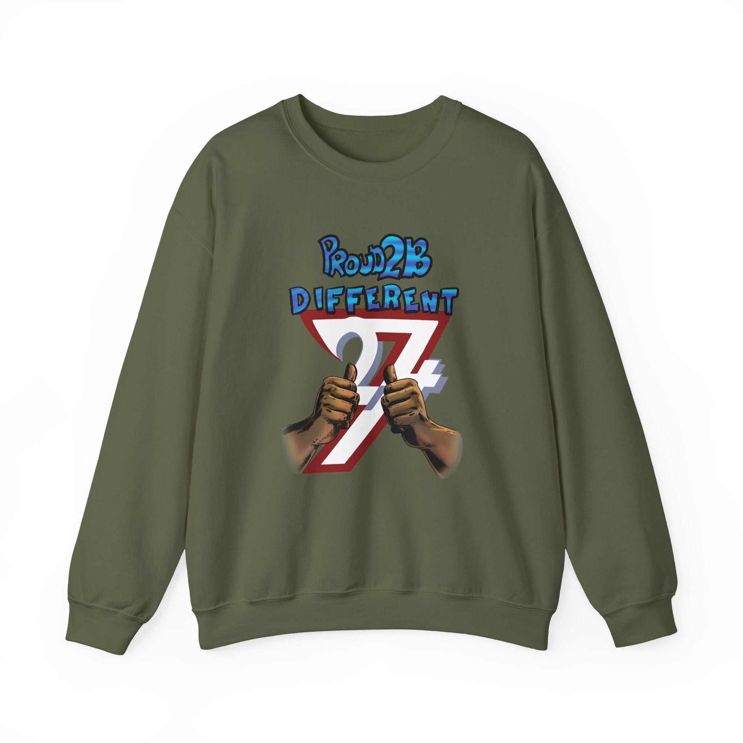 Unique Design Proud To Be Different Heavy Blend™ Crewneck Sweatshirt military green