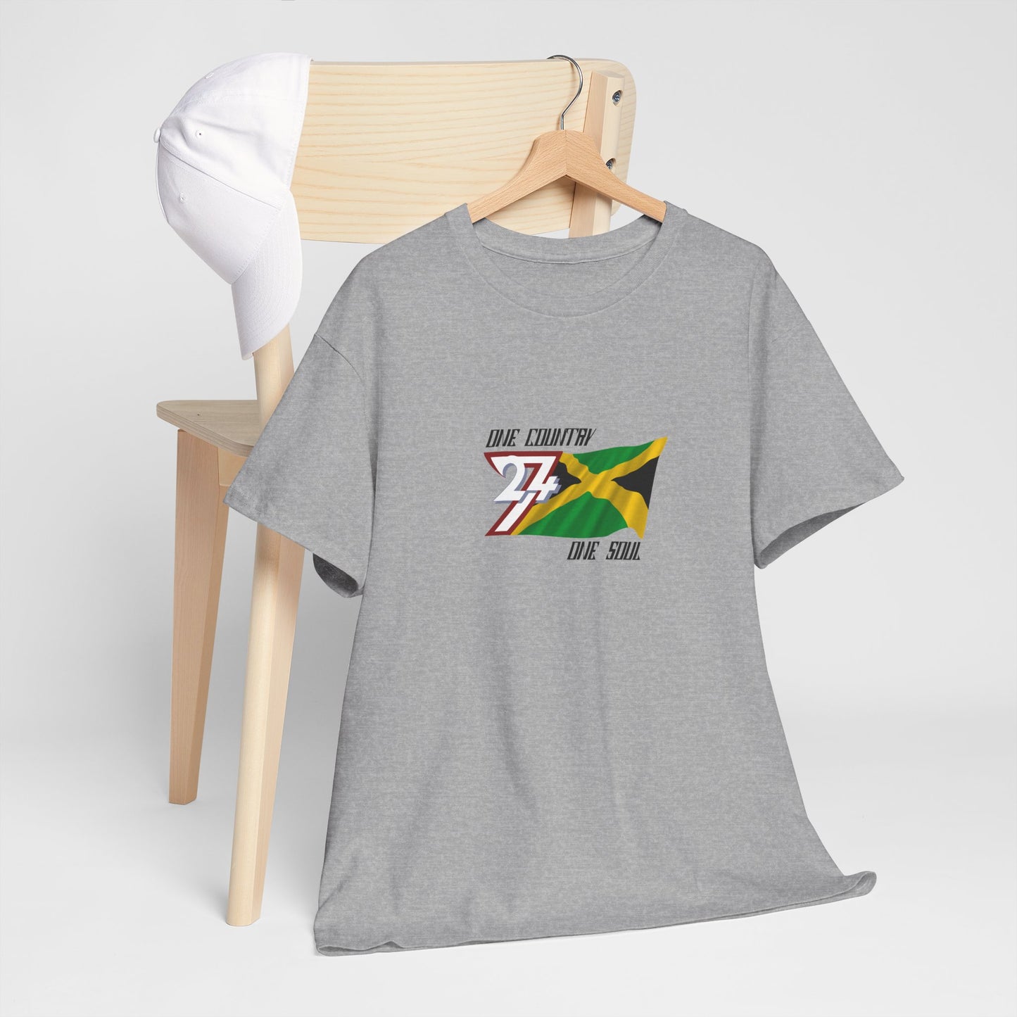 Unique Design 24/7 Jamaica Flag Printed Unisex custom T-shirt sport grey