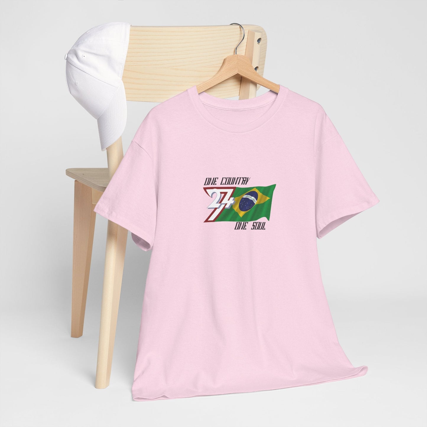 Unique Design Brazil Flag Printed custom T-shirt light pink