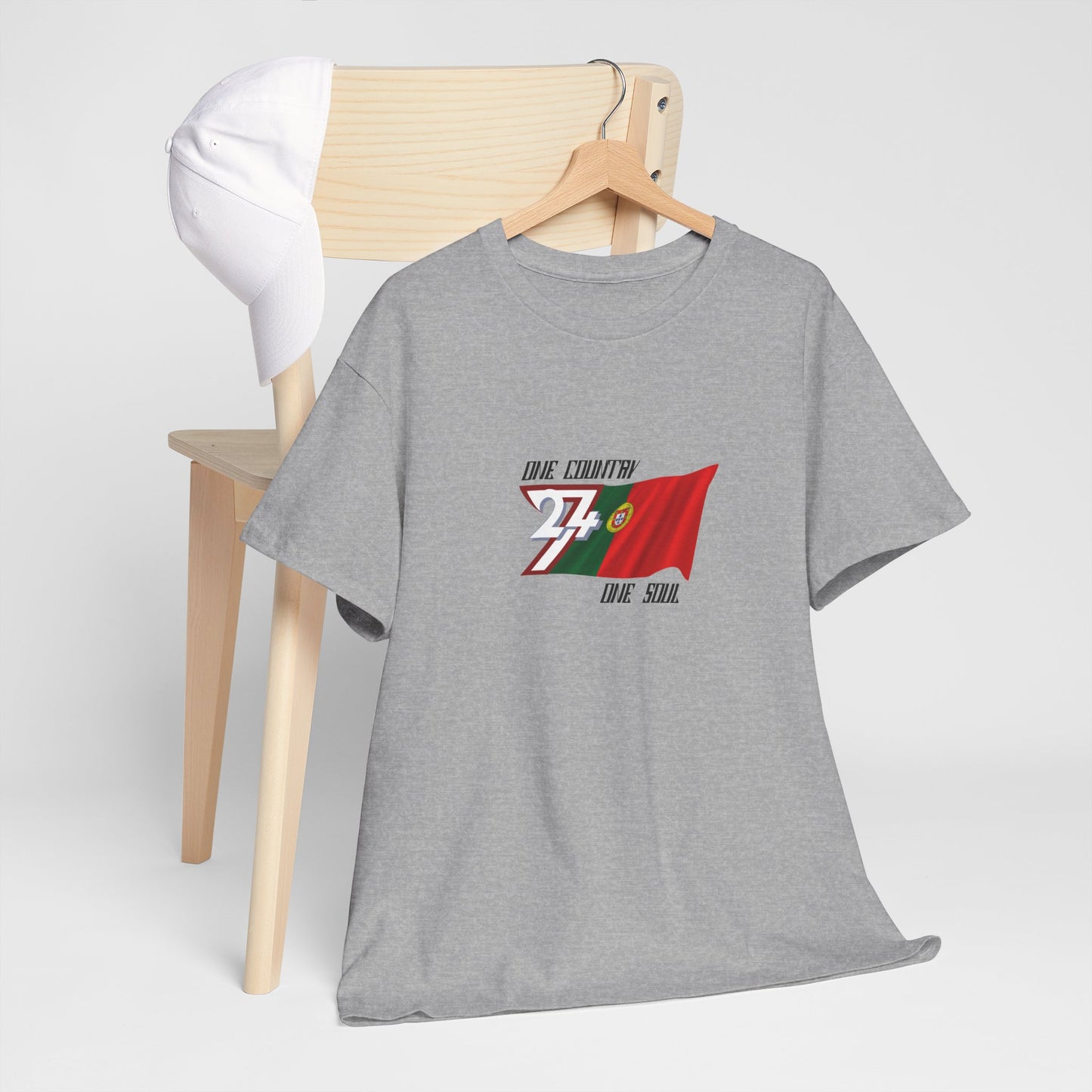  Unique Design 24/7 Portugal Flag Printed Unisex custom T-shirt sport grey