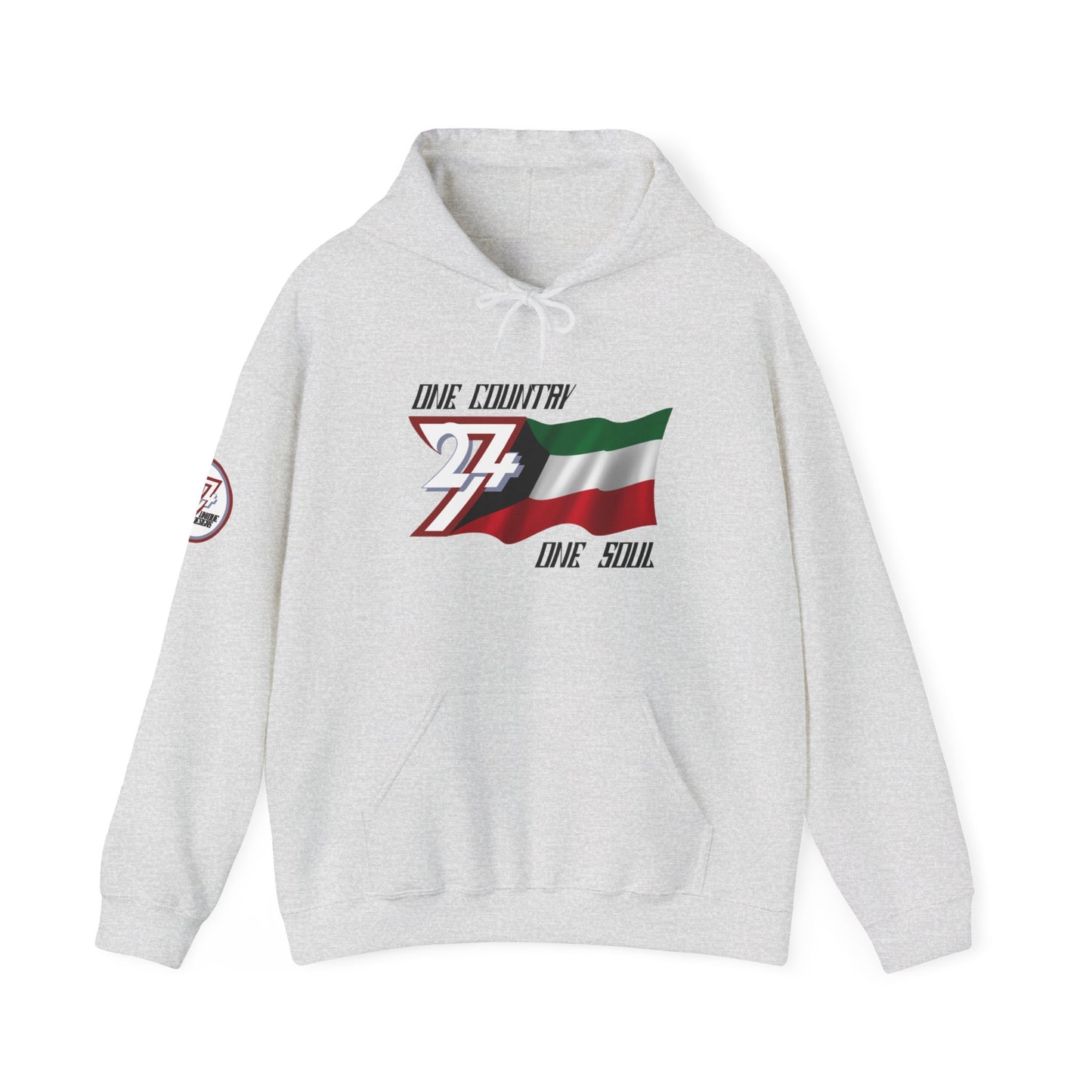 Unique Design 24/7 Kuwait Flag Printed Unisex custom Hoodie ash