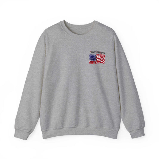 Unique Design TwentyFourSeven American Flag Logo Heavy Blend™ Crewneck Sweatshirt sports grey