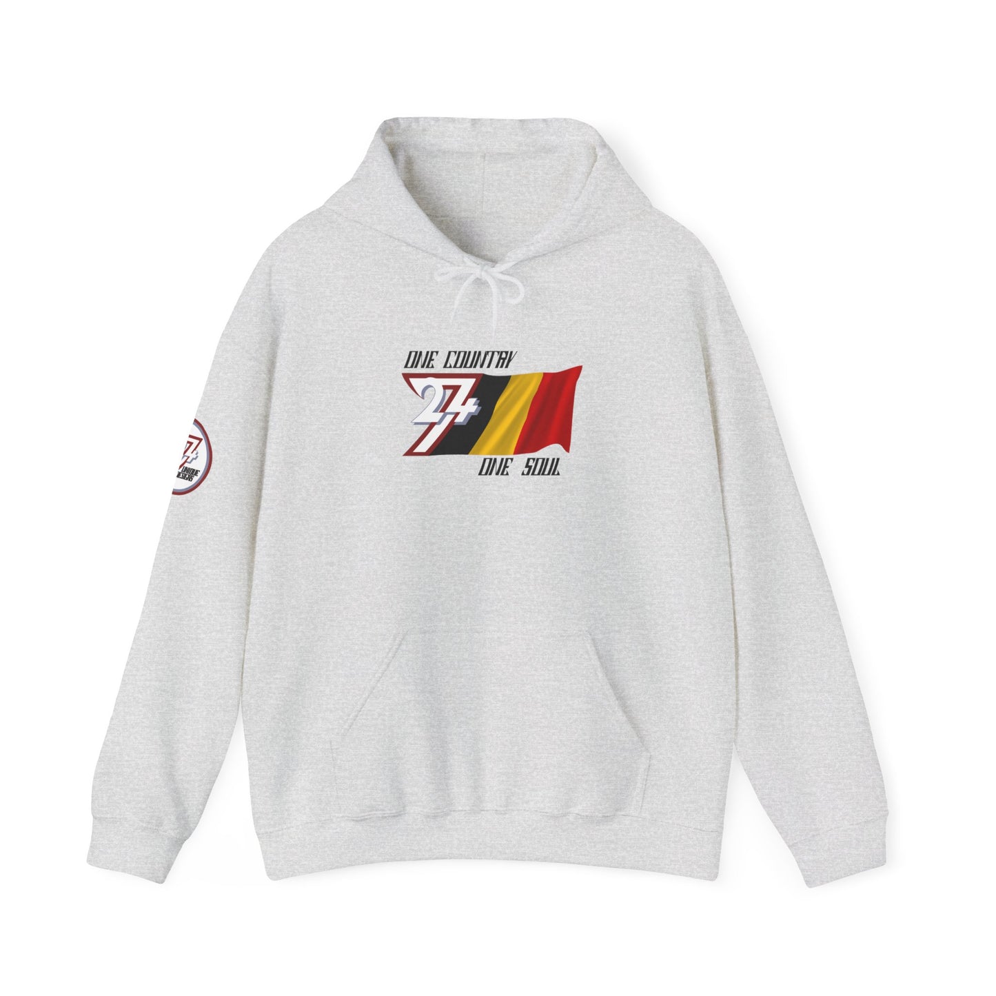 Unique Design 24/7 Belgium Flag Printed Unisex custom Hoodie ash