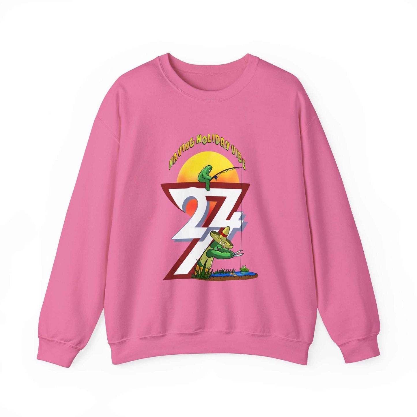 Unique Design Leonando and Littleando Fishing Heavy Blend™ Crewneck Sweatshirt safety pink