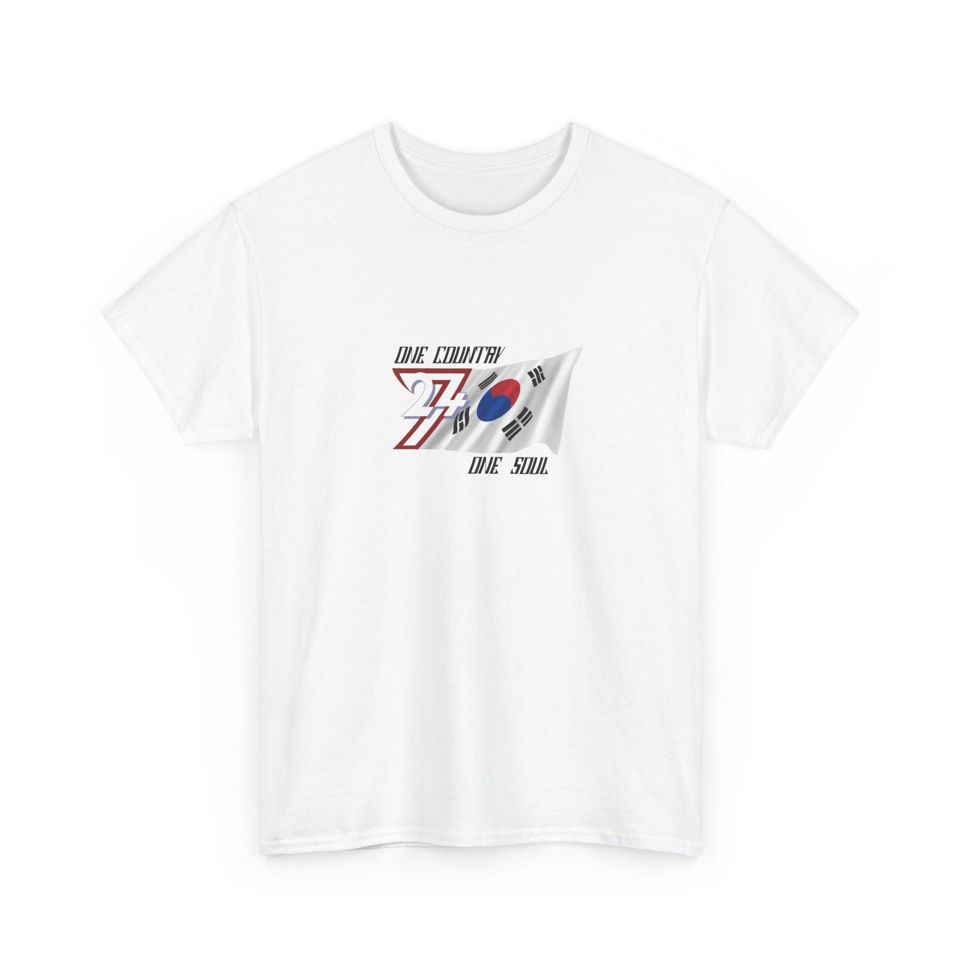 Unique Design 24/7 South Korea Flag Printed Unisex custom T-shirt white