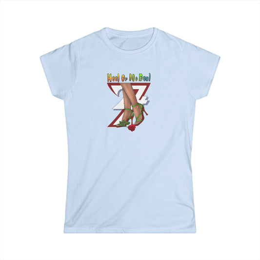 Unique Design "Heel Or No Deal" women t-shirt light blue