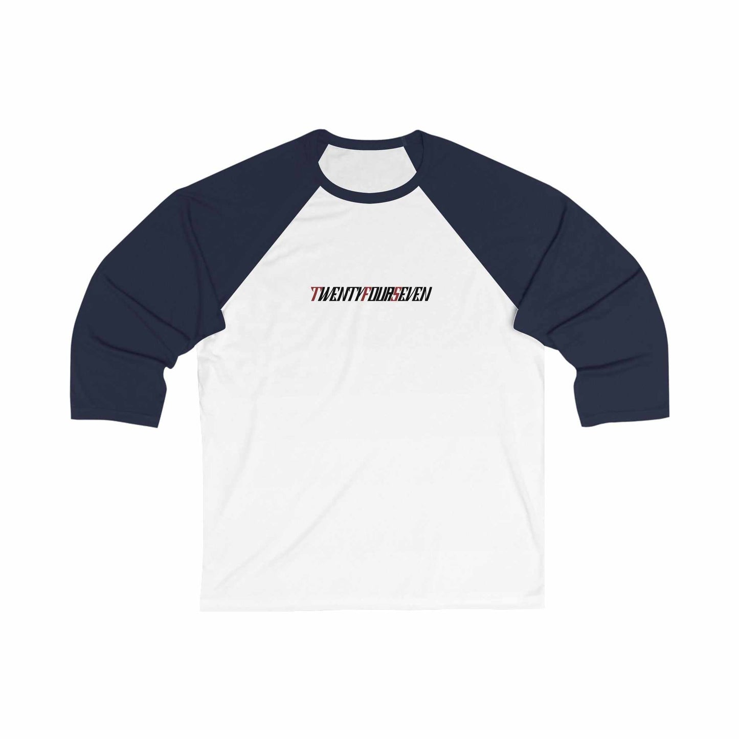 Unique Design TwentyFourSeven Unisex 3\4 Sleeve Baseball Tee white-navy