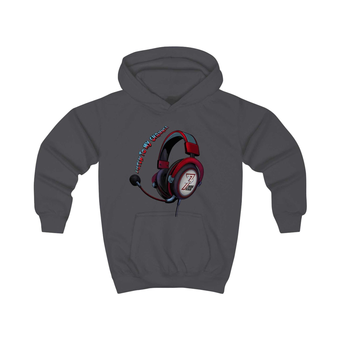 Unique Design kids clothing Kids Hoodie Listen To My Channel charcoal