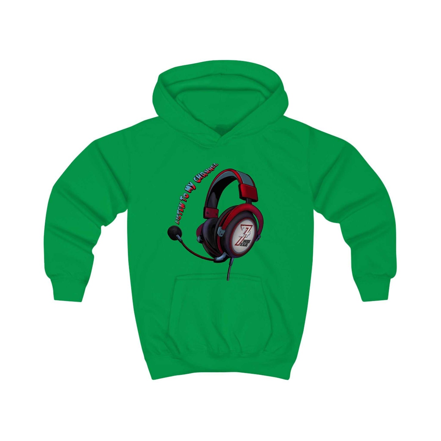 Unique Design kids clothing Kids Hoodie Listen To My Channel kelly green