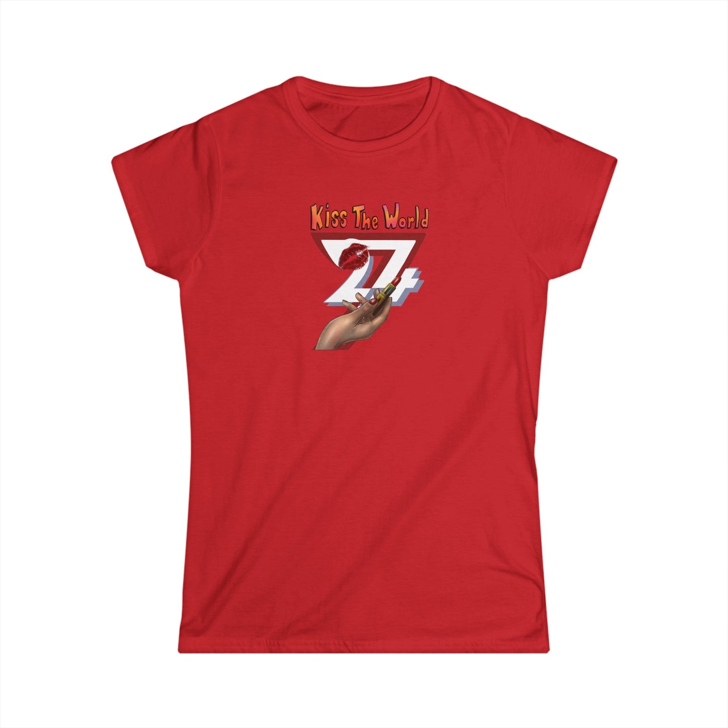 Unique Design "Kiss The World" women t-shirt red