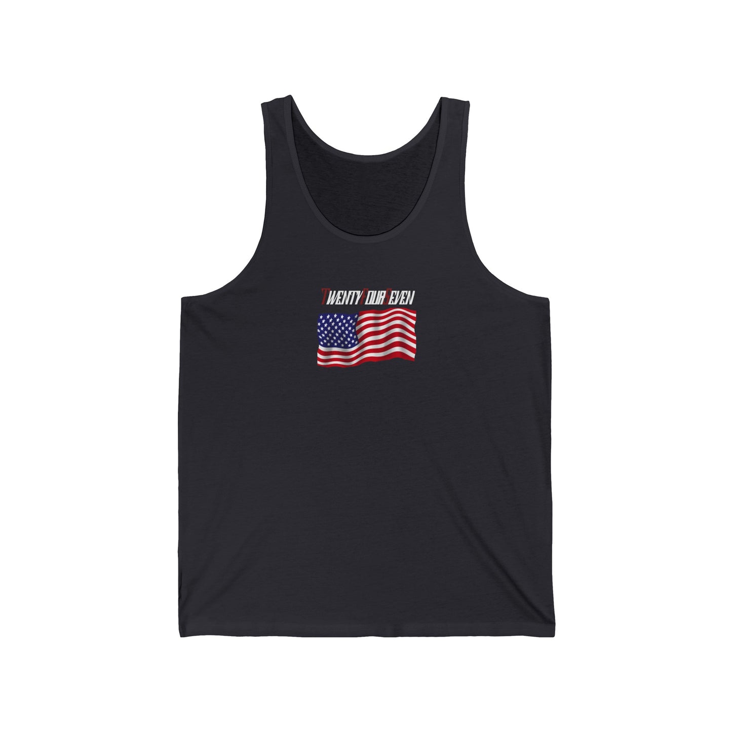 Unique Design USA flag women's jersey tank top dark grey