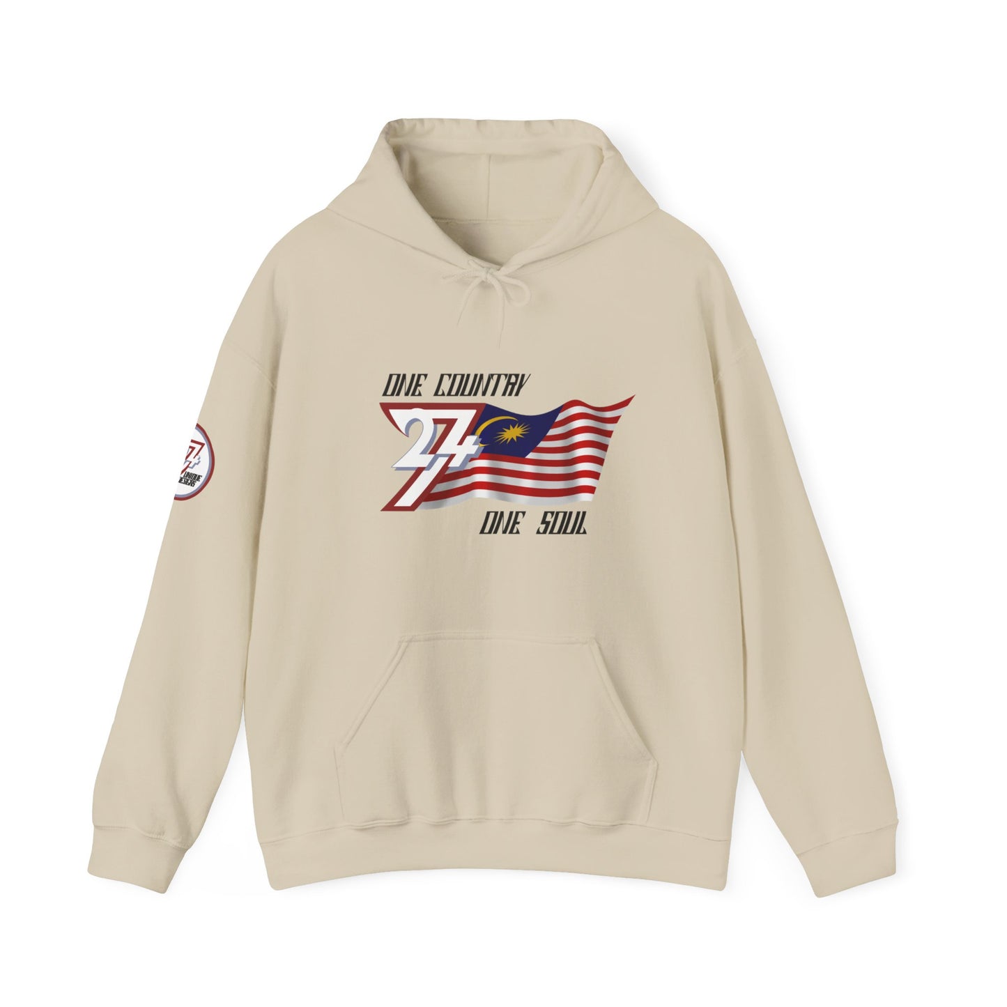 Unique Design 24/7 Malaysia Flag Printed Unisex custom Hoodie sand