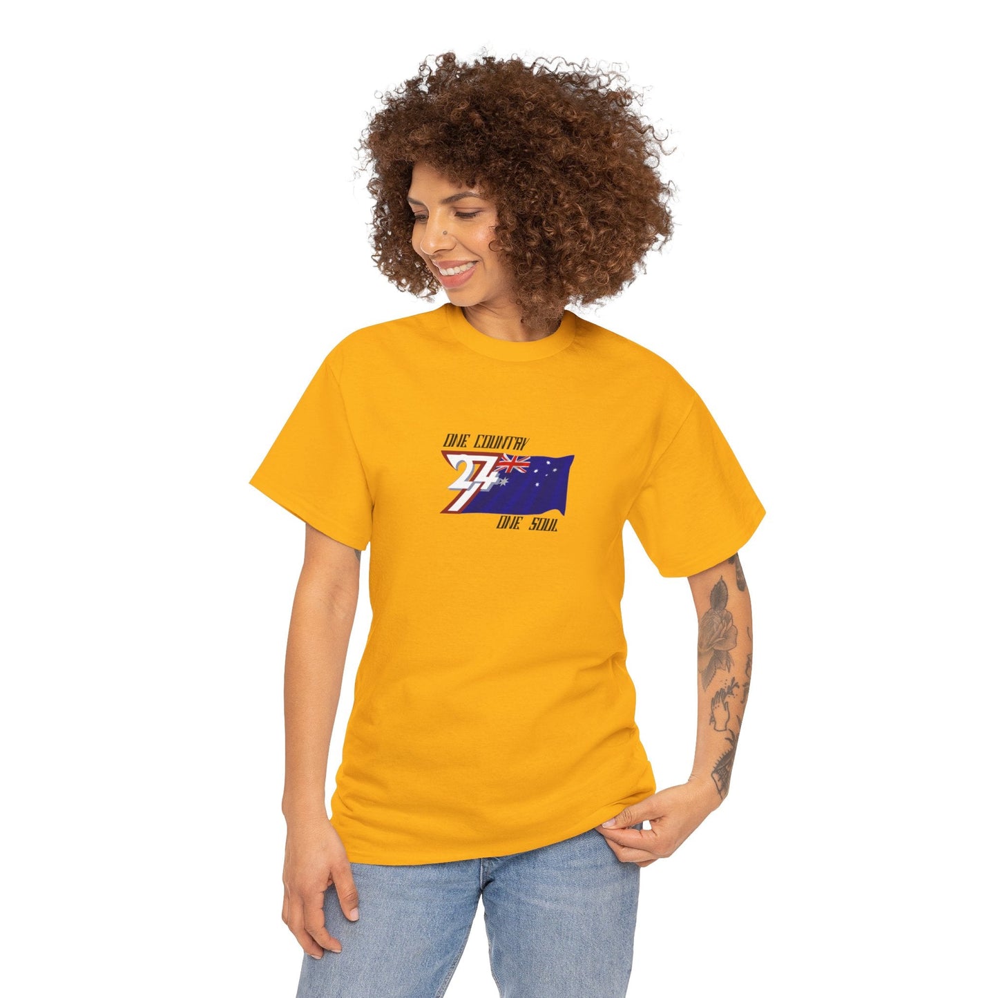 Unique Design Australia Flag Printed custom T-shirt gold