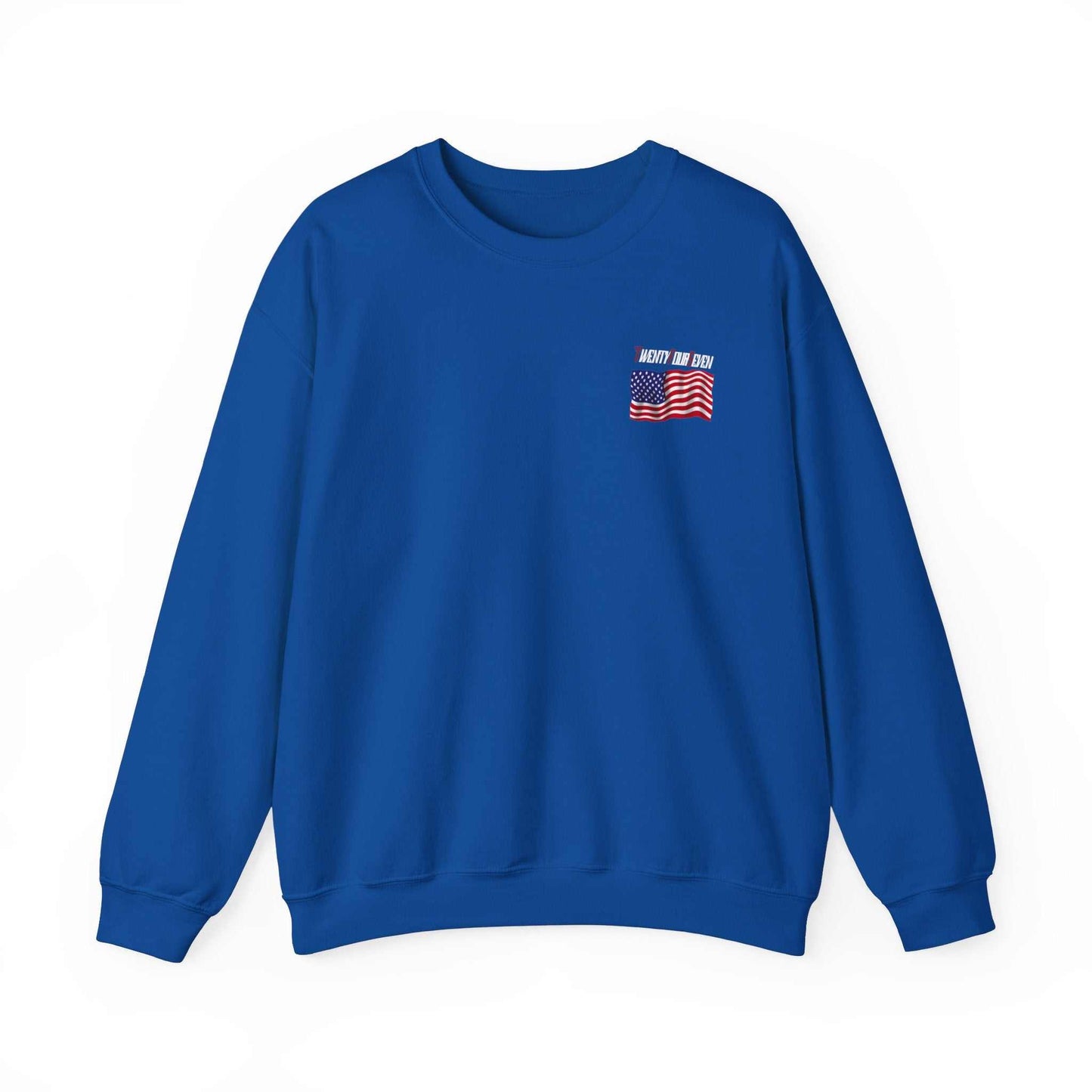 Unique Design TwentyFourSeven American Flag Logo Heavy Blend™ Crewneck Sweatshirt royal