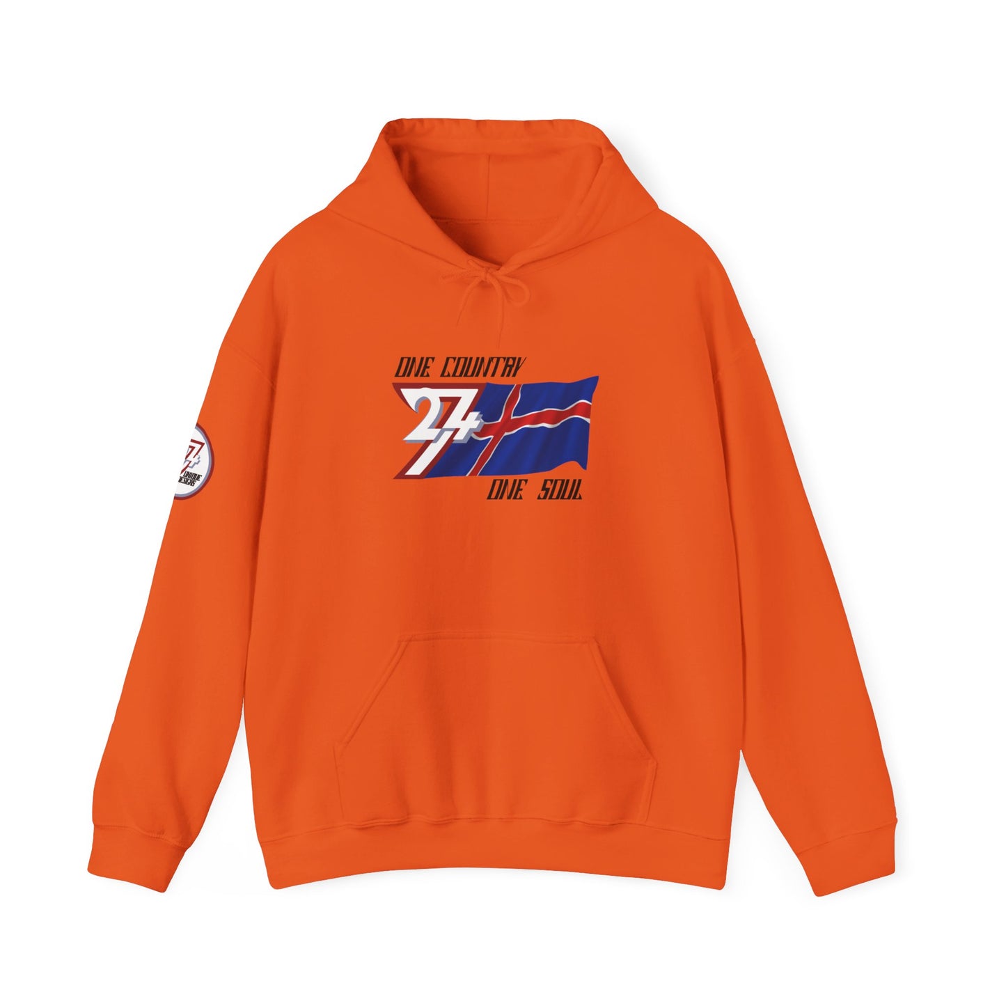 Unique Design 24/7 Iceland Flag Printed Unisex custom Hoodie orange