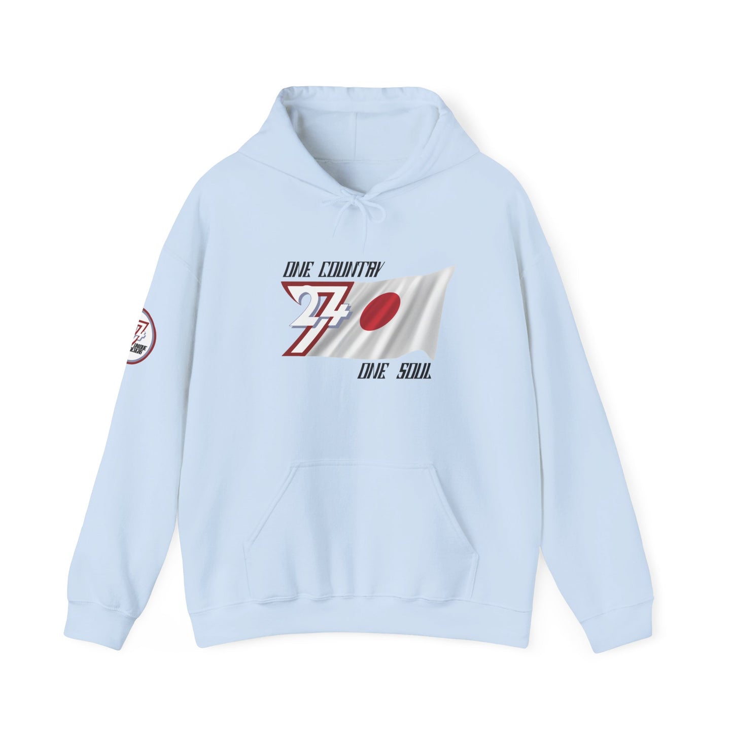 Unique Design 24/7 Japan Flag Printed Unisex custom Hoodie light blue