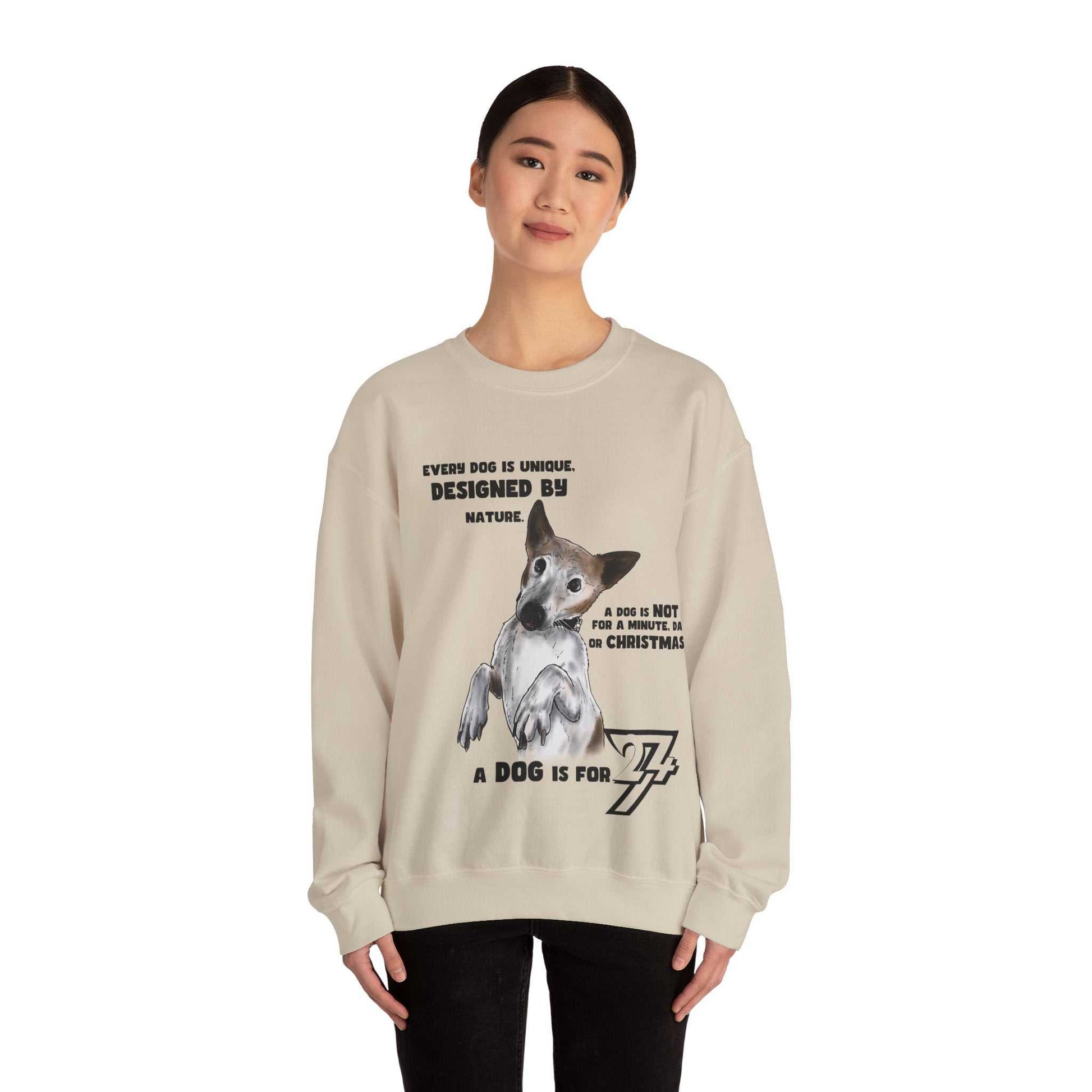 Dog Lover Sweatshirt Jack Russel on jumper dog sweatshirt sand on person