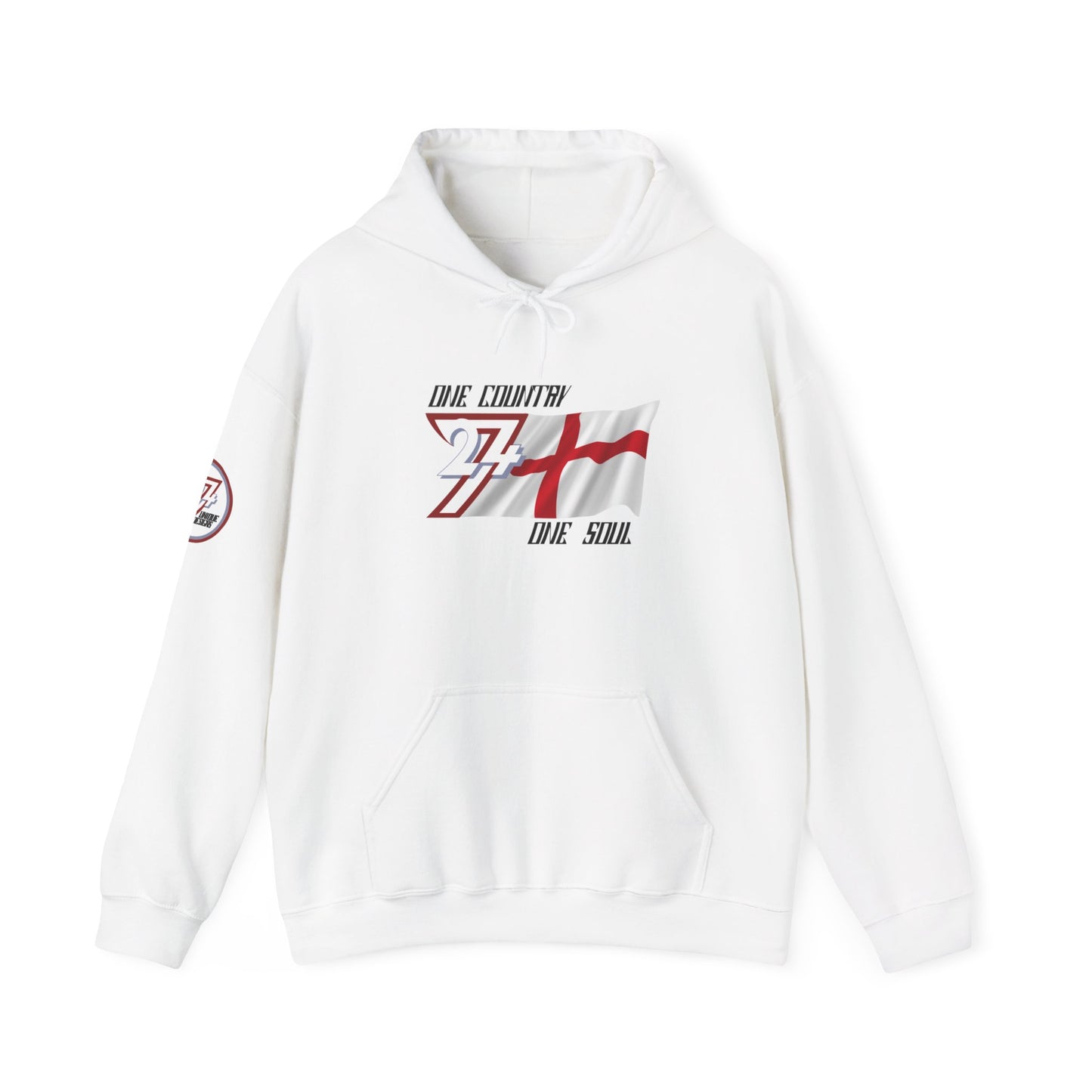 Unique Design 24/7 England Flag Printed Unisex custom Hoodie white