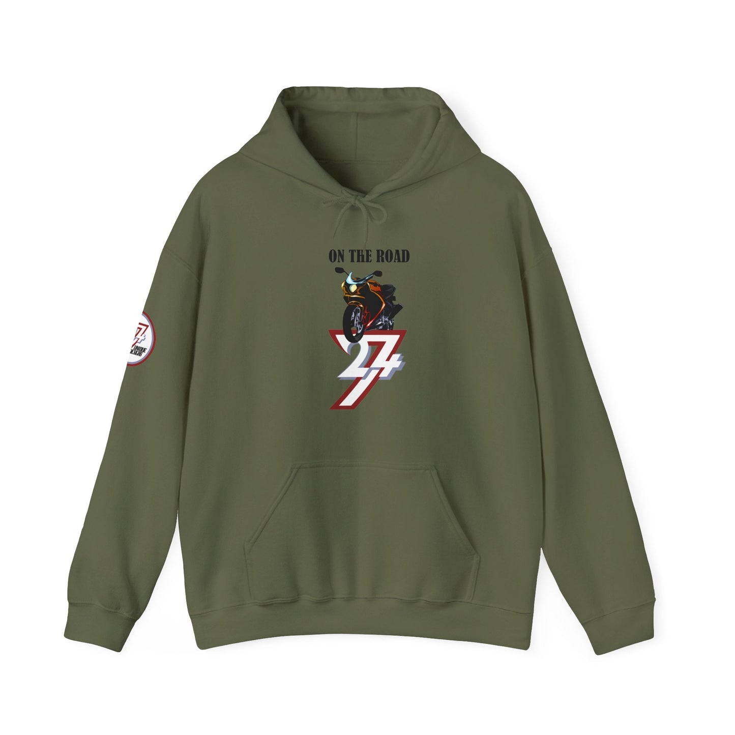 Unique Design On The Road Bike Hoodie military green