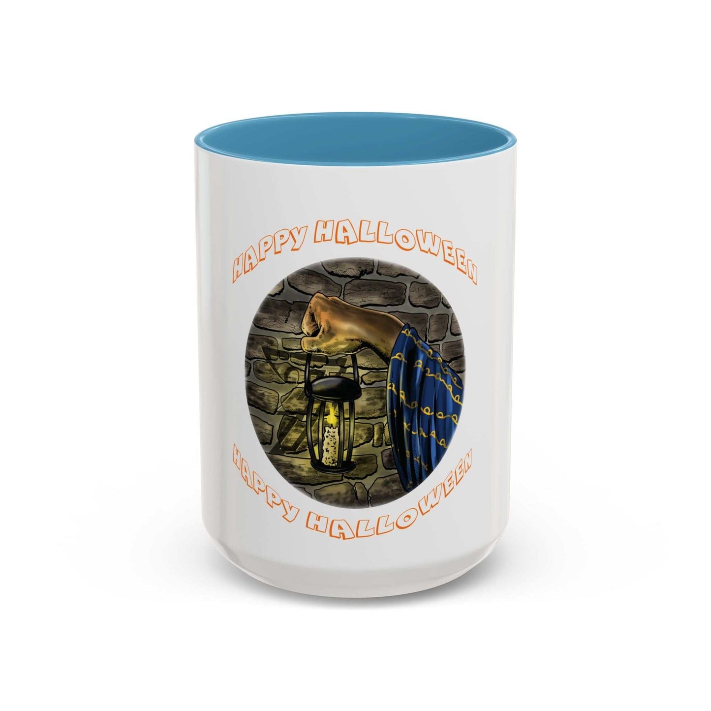 Halloween Wizard Coffee Mug with vibrant design and colorful interior.