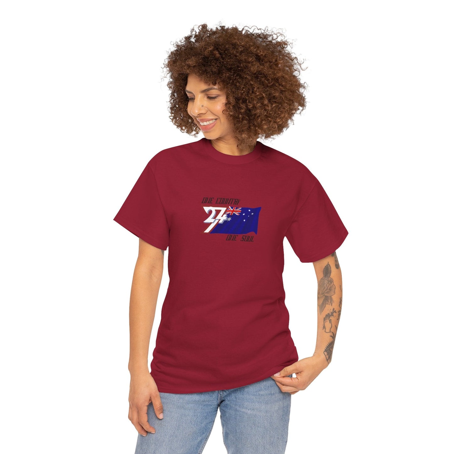 Unique Design Australia Flag Printed custom T-shirt cardinal red