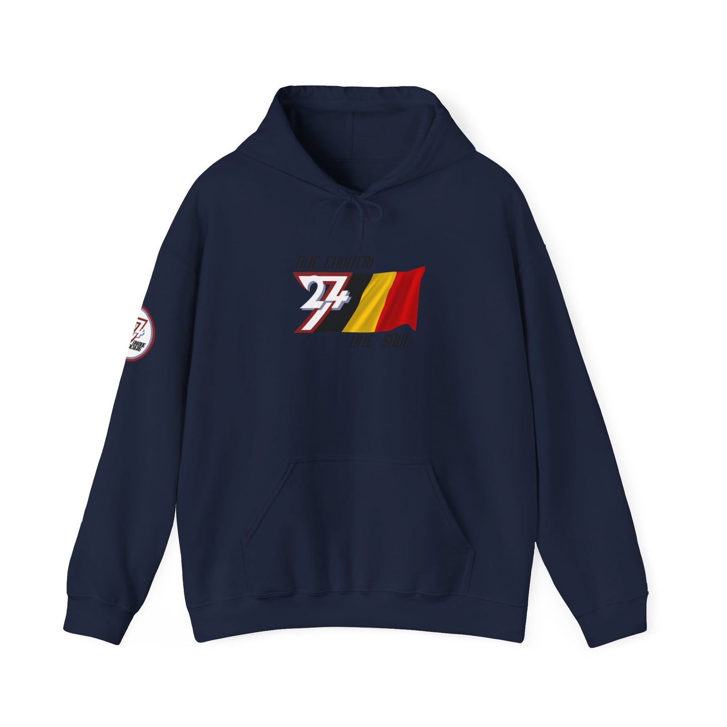 Unique Design 24/7 Belgium Flag Printed Unisex custom Hoodie navy