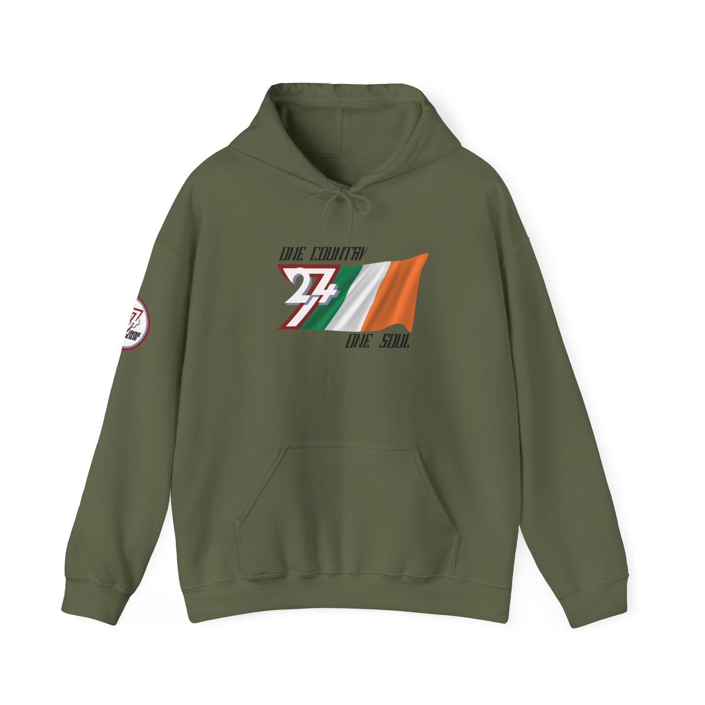 Unique Design 24/7 Ireland Flag Printed Unisex custom Hoodie military green