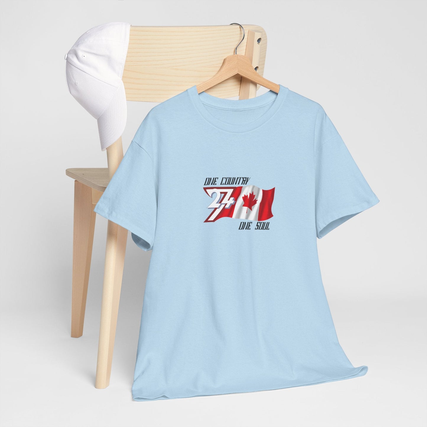 Unique Design Canada Flag Printed custom T-shirt light blue