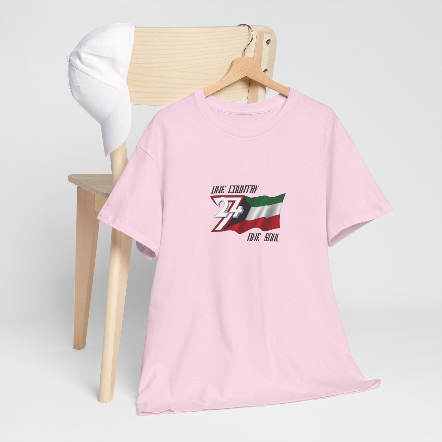 Unique Design 24/7 Kuwait Flag Printed Unisex custom T-shirt light pink