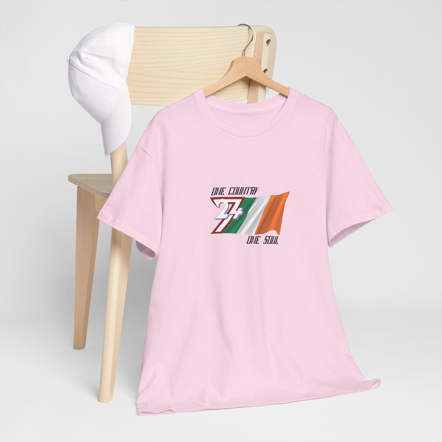 Unique Design 24/7 Ireland Flag Printed Unisex custom T-shirt light pink